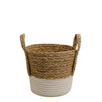 Canastos Cesta Algodón Tejido Nudo Color Blanco Asas S