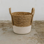 Canastos Cesta Algodón Tejido Nudo Color Blanco Asas S