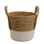 Canastos Cesta Algodón Tejido Nudo Color Blanco Asas XL