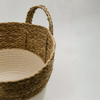 Canastos Cesta Algodón Tejido Nudo Color Blanco Asas XL