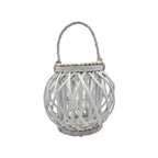 Candelabro Porta Vela Mimbre Rustico Redondo Terraza Blanco - Fliperex