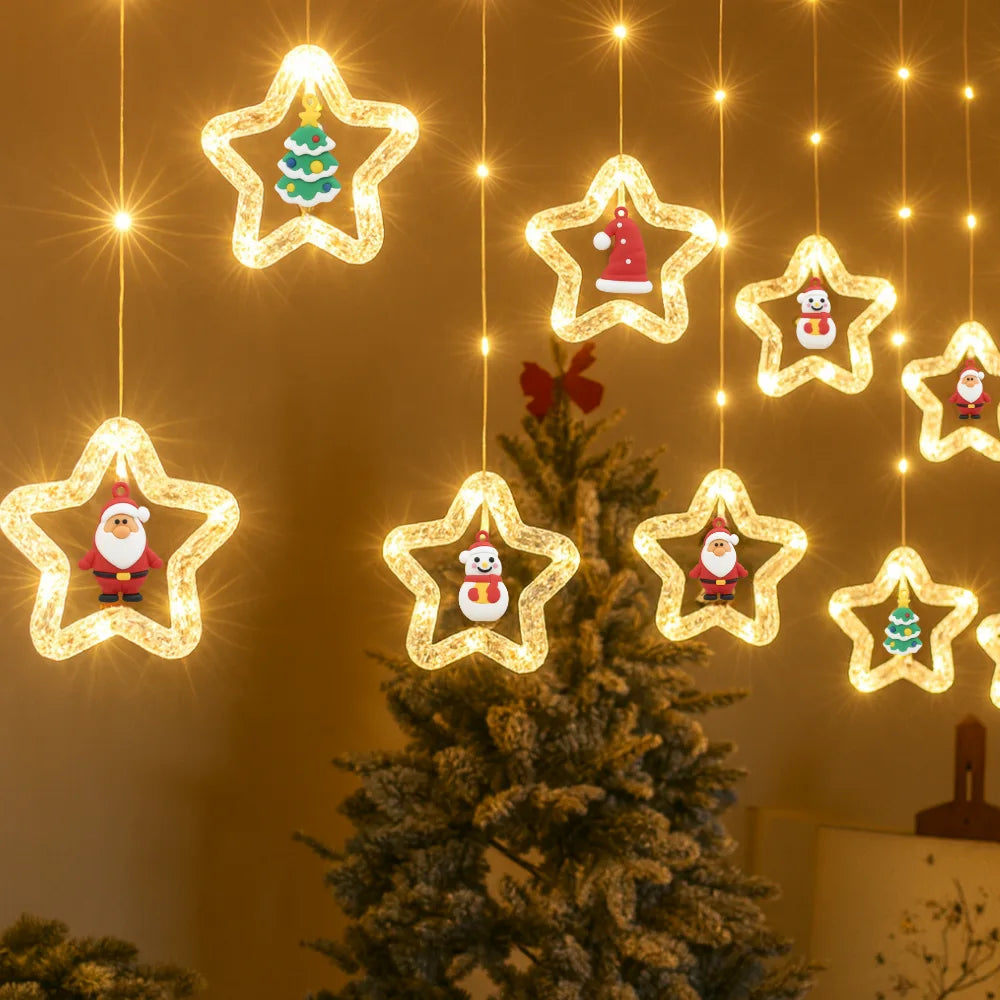Cascada Guirnaldas de Navidad Luces Navideñas de Estrellas