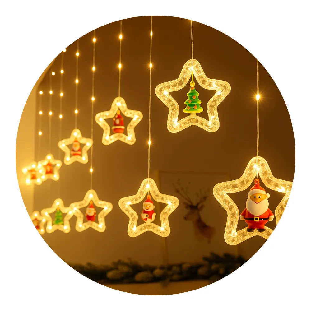 Cascada Guirnaldas de Navidad Luces Navideñas de Estrellas