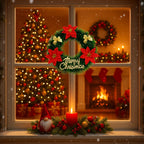 Set 2 Corona de Navidad 30 Cm Con Flores Decoracion Navideña