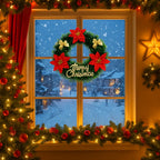 Set 2 Corona de Navidad 30 Cm Con Flores Decoracion Navideña