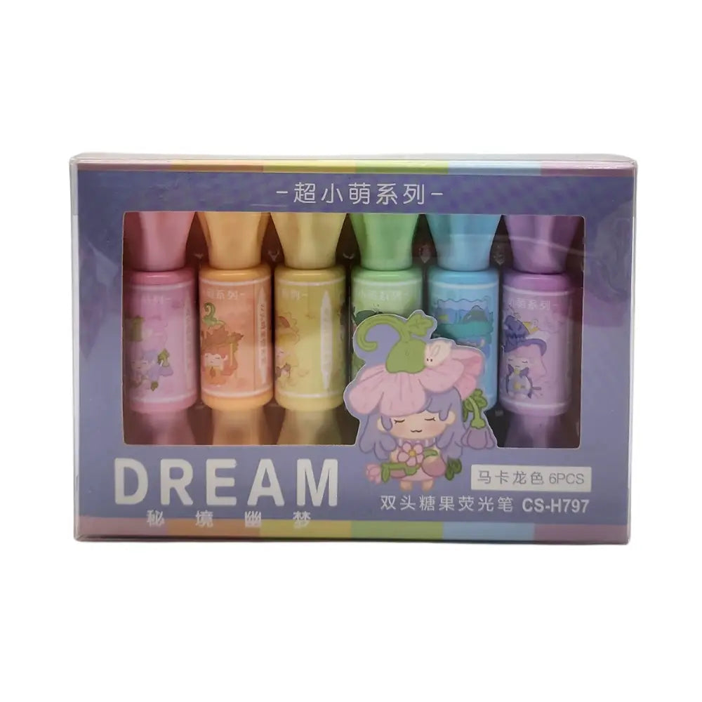 Destacadores Diseño Caramelo 6 Colores Doble Punta - Fliperex