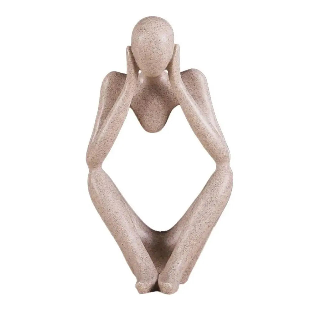 Escultura Pensador De Resina Abstracta Moderna Arenisca - Fliperex