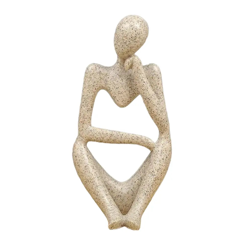 Escultura Pensador De Resina Abstracta Moderna Arenisca - Fliperex