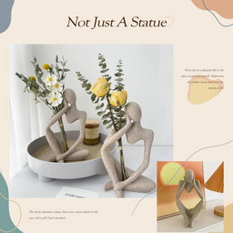 Set 2 Escultura Pensador De Resina Abstracta Moderna Arenisca