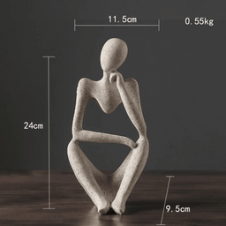 Set 2 Escultura Pensador De Resina Abstracta Moderna Arenisca