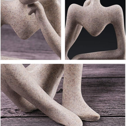 Set 2 Escultura Pensador De Resina Abstracta Moderna Arenisca