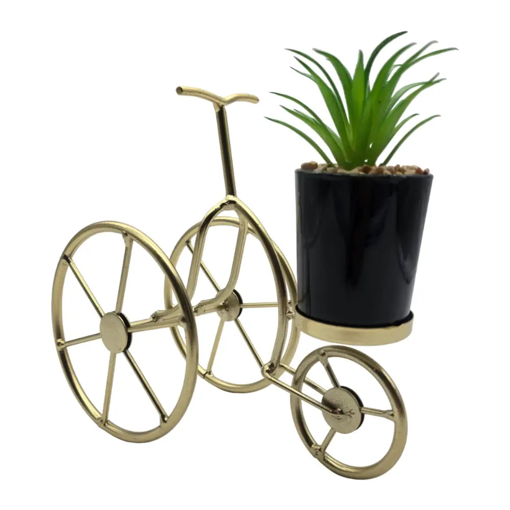 Figura Decorativa Bicicleta Metal Adorno Dorado Mini Planta - Fliperex