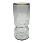 Florero Decorativo De Vidrio Con Diseño Borde Dorado - Fliperex