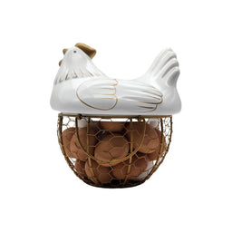 Gallina Decorativa Porta Huevos Cesta De Huevos Blanca - Fliperex