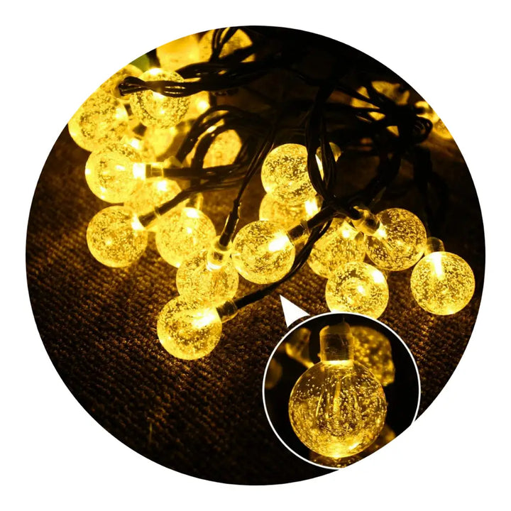 Guirnalda Solar Esfera Bolitas Luces Led Decoracion Jardin