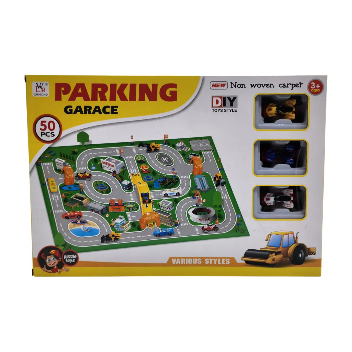 Juego Alfombra Para Niños Parking Garage Para Autitos 50 Pcs