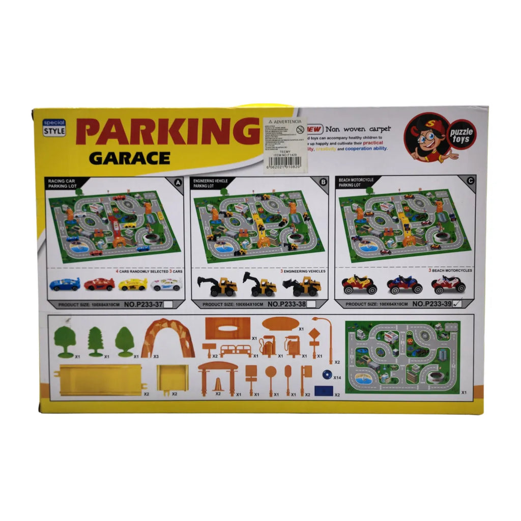 Juego Alfombra Para Niños Parking Garage Para Autitos 50 Pcs