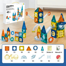 Juego Bloques Magneticos Construccion 42 Piezas Tobogan