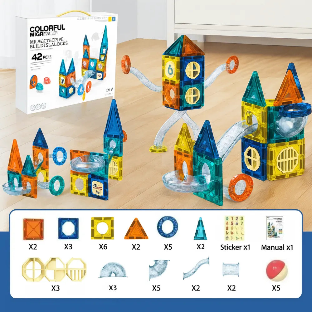 Juego Bloques Magneticos Construccion 42 Piezas Tobogan