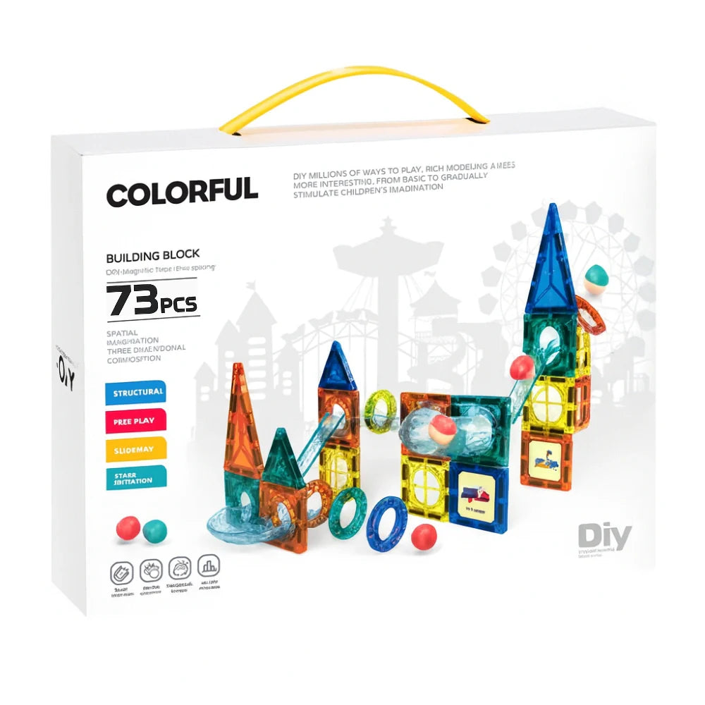 Juego Bloques Magneticos Construccion 73 Piezas Tobogan