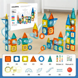 Juego Bloques Magneticos Construccion 73 Piezas Tobogan