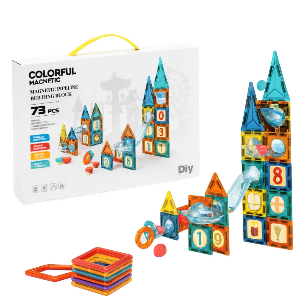 Juego Bloques Magneticos Construccion 73 Piezas Tobogan
