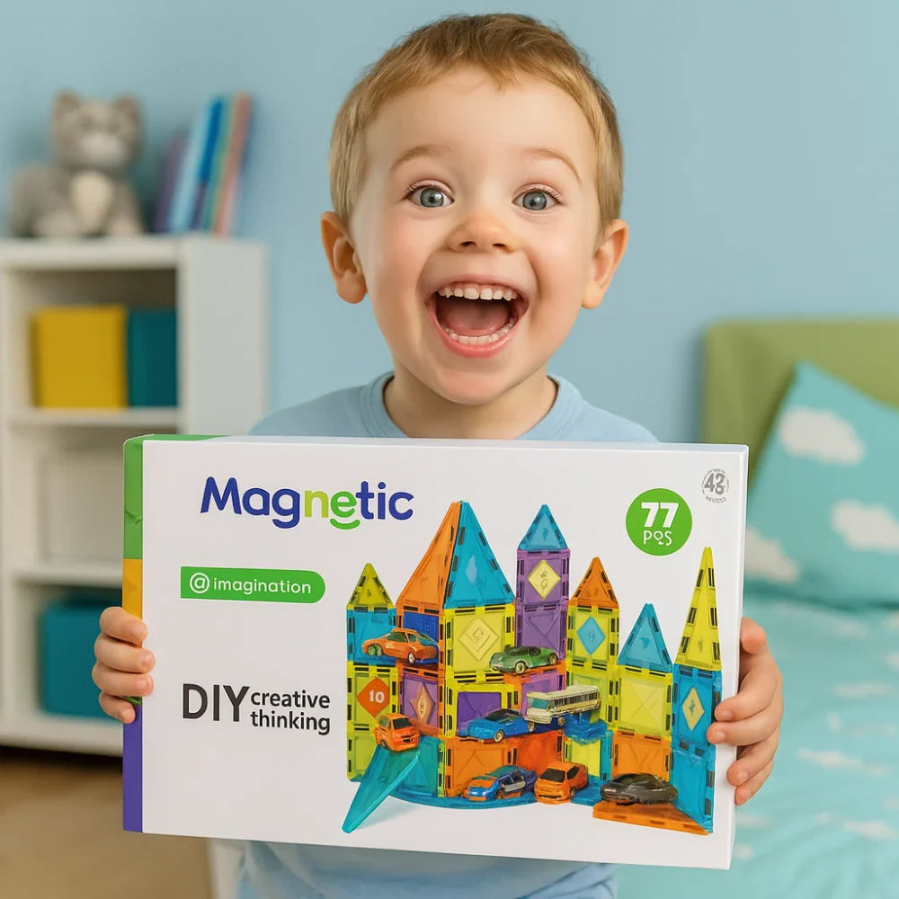 Juego Bloques Magneticos Construccion 77 Piezas Educativo