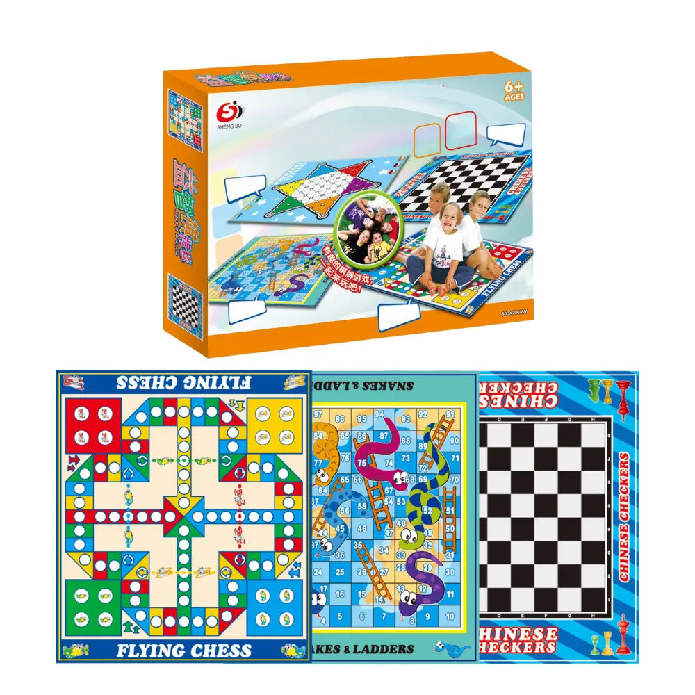 Juego Ludo Serpientes y Escaleras Ajedrez 3 En 1 Alfombra