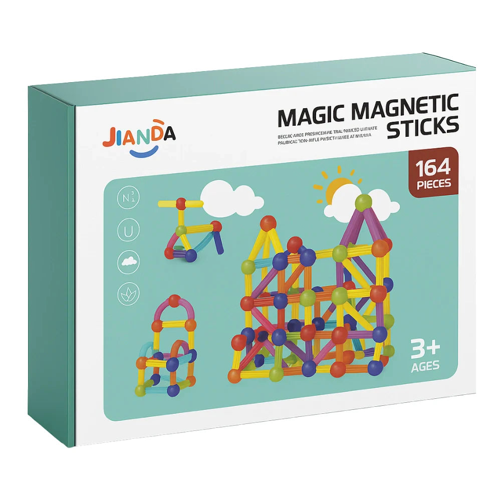Juego Varillas de Construccion Magnetico Didactico 164 Piezas