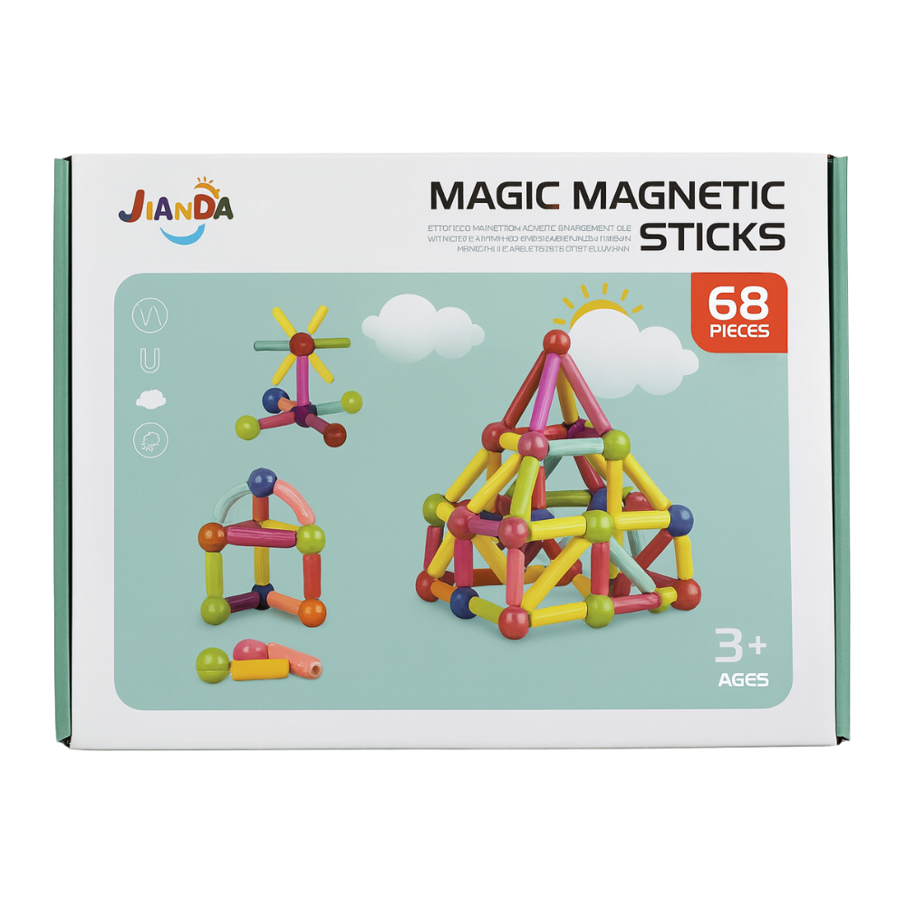 Juego Varillas De Construccion Magnetico Didactico 68 Piezas