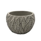 Macetero Maceta Acabado Cemento Relieve Hojas Gris M - Fliperex