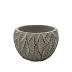 Macetero Maceta Acabado Cemento Relieve Hojas Gris S - Fliperex
