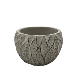 Macetero Maceta Acabado Cemento Relieve Hojas Gris S - Fliperex