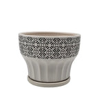 Macetero Maceta De Ceramica Blanco Patrones Negro Alto S - Fliperex