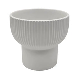 Macetero Maceta De Ceramica Copon Lineas Blanco Mate L - Fliperex