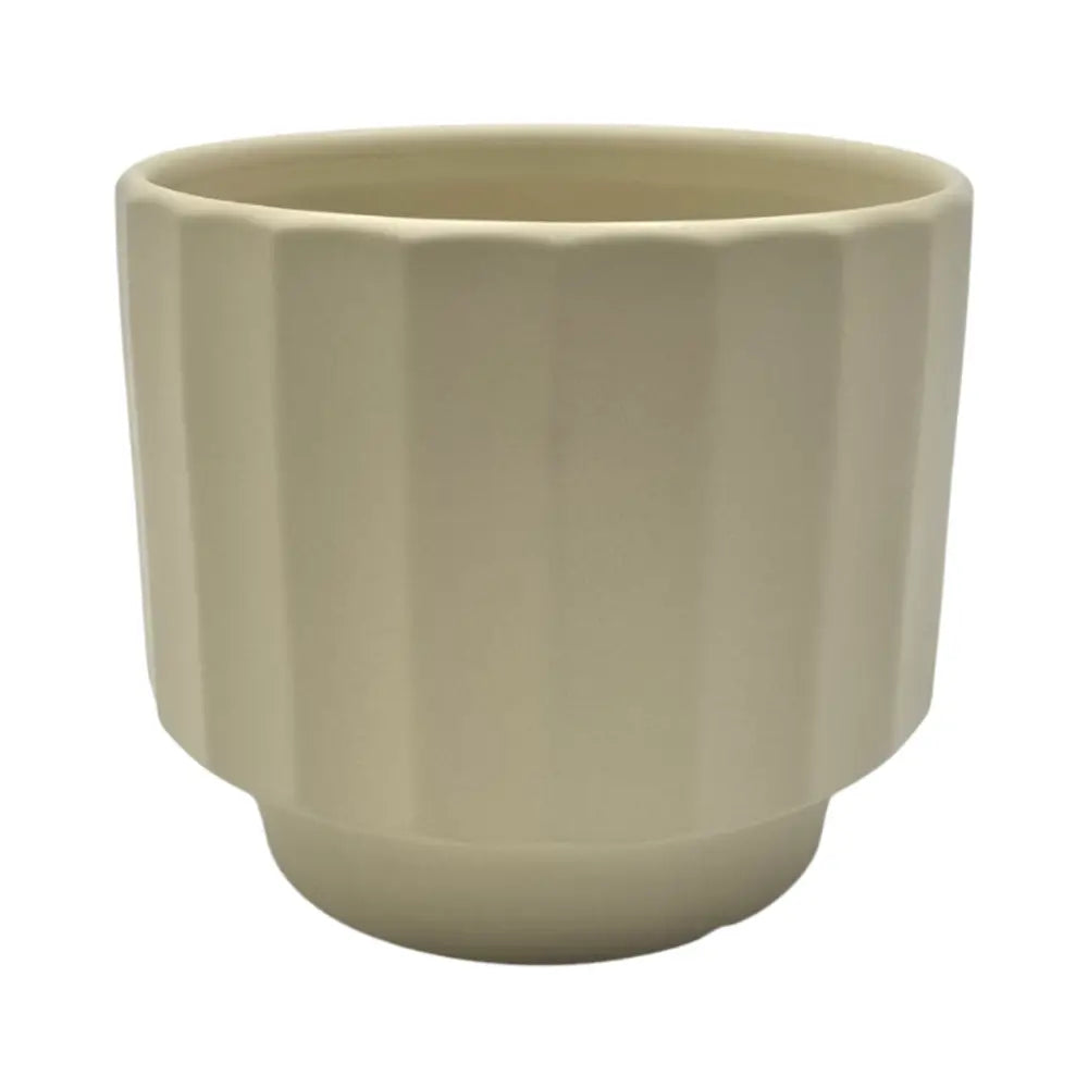 Macetero Maceta De Ceramica Limon Mate Lineas Verticales L - Fliperex