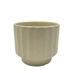 Macetero Maceta De Ceramica Limon Mate Lineas Verticales S - Fliperex