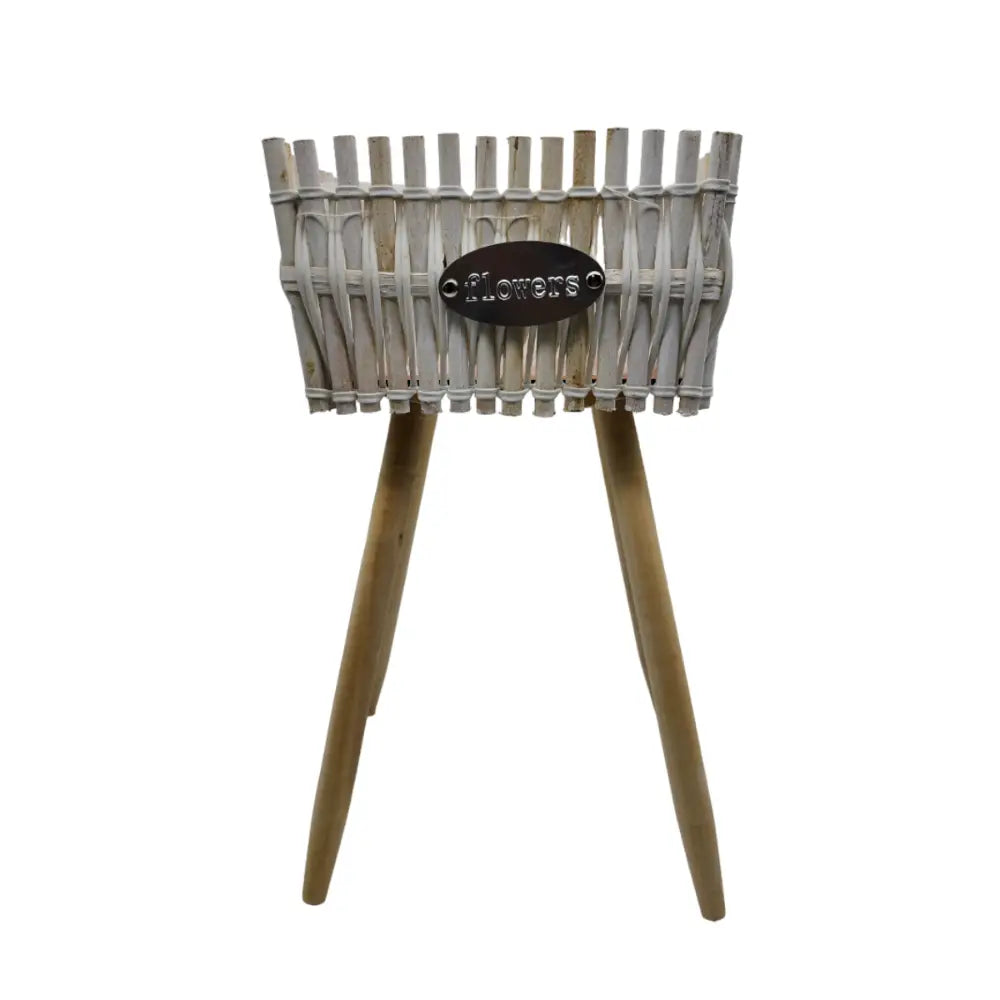 Macetero Pedestal Madera Rustico Porta Macetero Grande - Fliperex