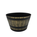 Macetero Plastico Diseño Efecto Barril De Madera Maceta M - Fliperex