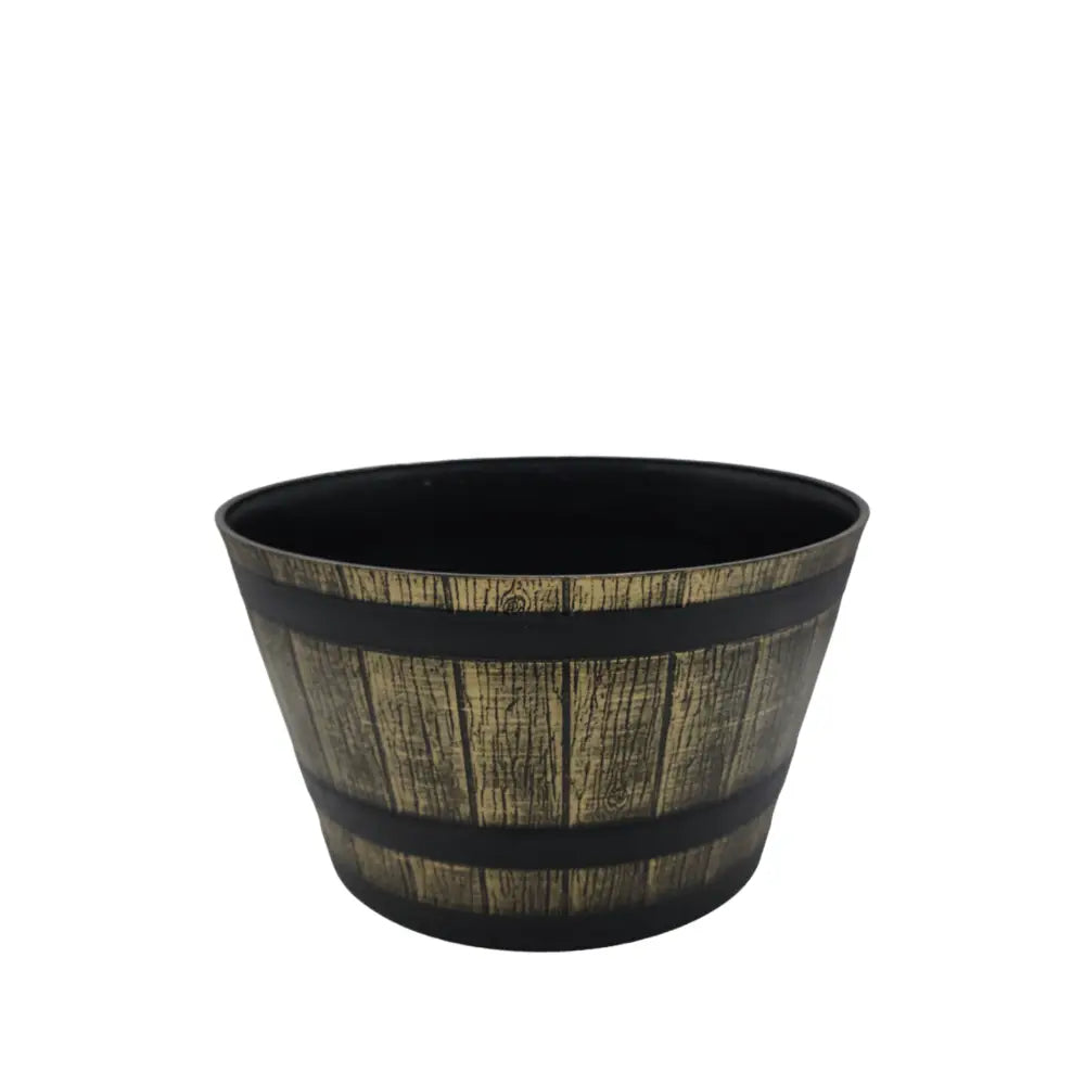 Macetero Plastico Diseño Efecto Barril De Madera Maceta S - Fliperex