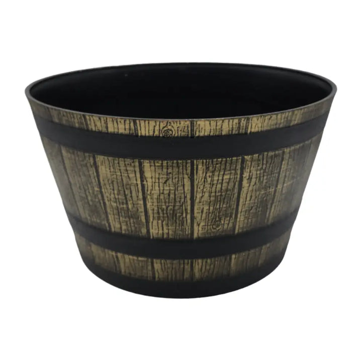 Macetero Plastico Diseño Efecto Barril De Madera Maceta XL