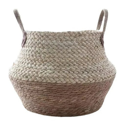 Macetero Cesto Maceta De Yute Tejida Plegable Con Asas L