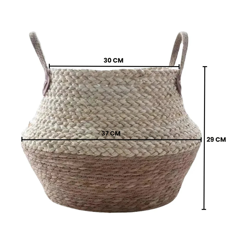 Macetero Cesto Maceta De Yute Tejida Plegable Con Asas L