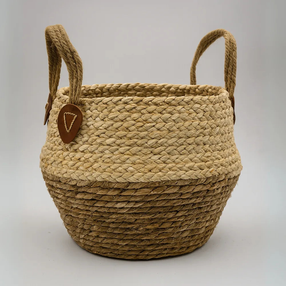 Macetero Cesto Maceta De Yute Tejida Plegable Con Asas L