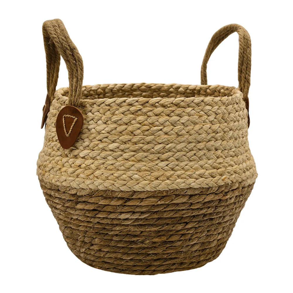 Macetero Cesto Maceta De Yute Tejida Plegable Con Asas L