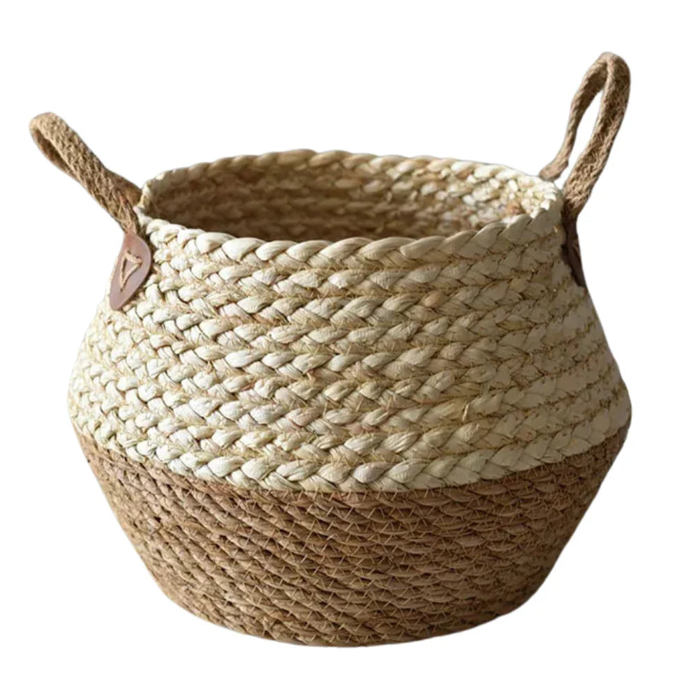 Macetero Cesto Maceta De Yute Tejida Plegable Con Asas M