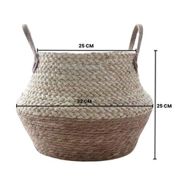 Macetero Cesto Maceta De Yute Tejida Plegable Con Asas M