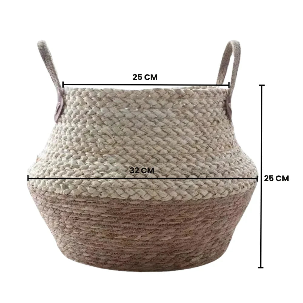 Macetero Cesto Maceta De Yute Tejida Plegable Con Asas M