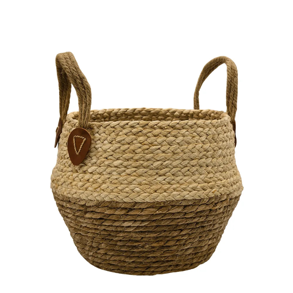 Macetero Cesto Maceta De Yute Tejida Plegable Con Asas S