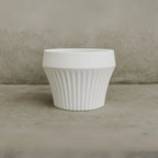 Macetero De Ceramica Blanco Mate Lineas Decorativas Maceta L